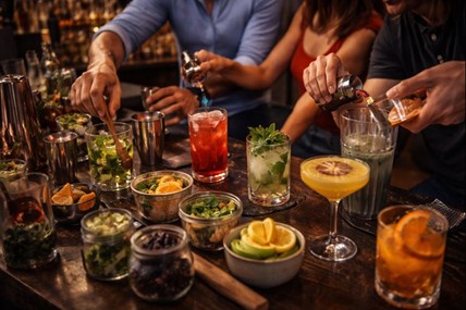 אנשים שותים קוקטיילים